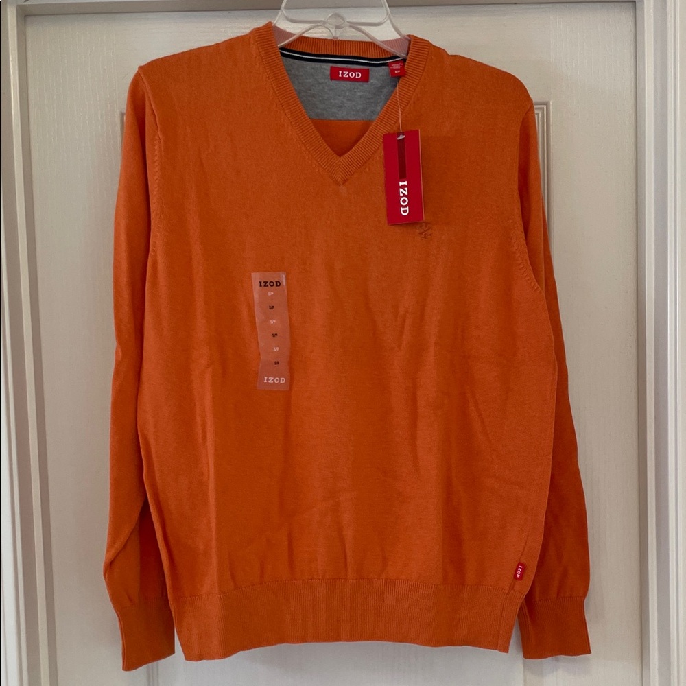 Izod Women's Orange V-Neck Sweater